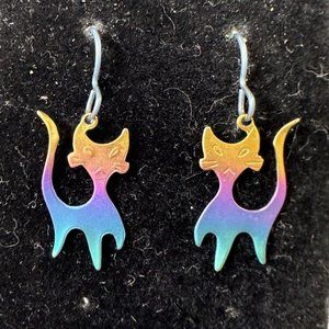 Vintage Multichrome Cat Earrings